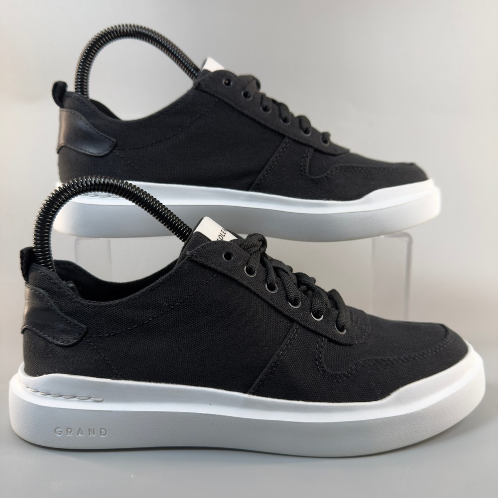 Cole Haan GrandPro Rally Womens 6 B Canvas Dress Sneaker Black White Lace Up Low